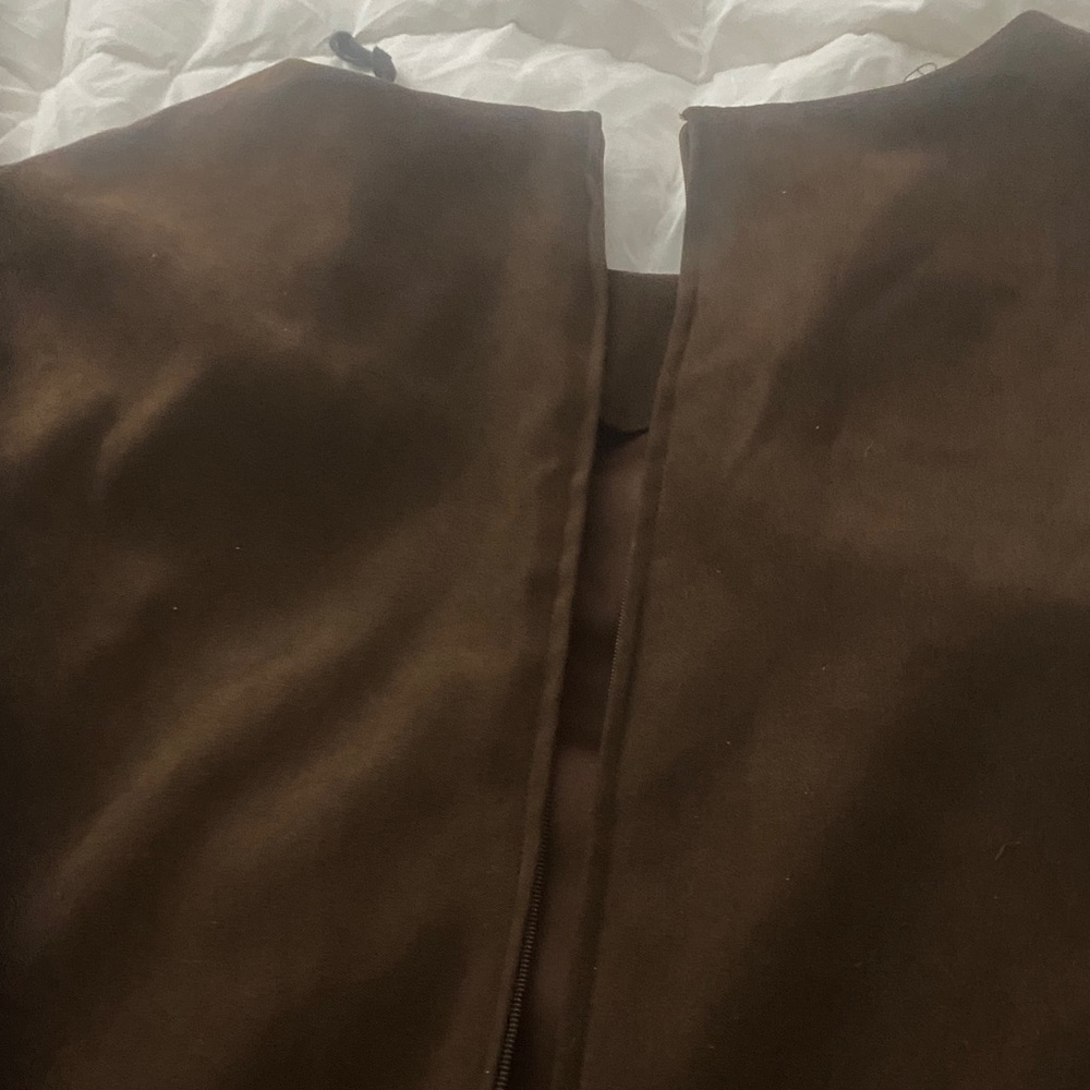 Asymmetrical suede like brown Dress - Picture 2 of 8